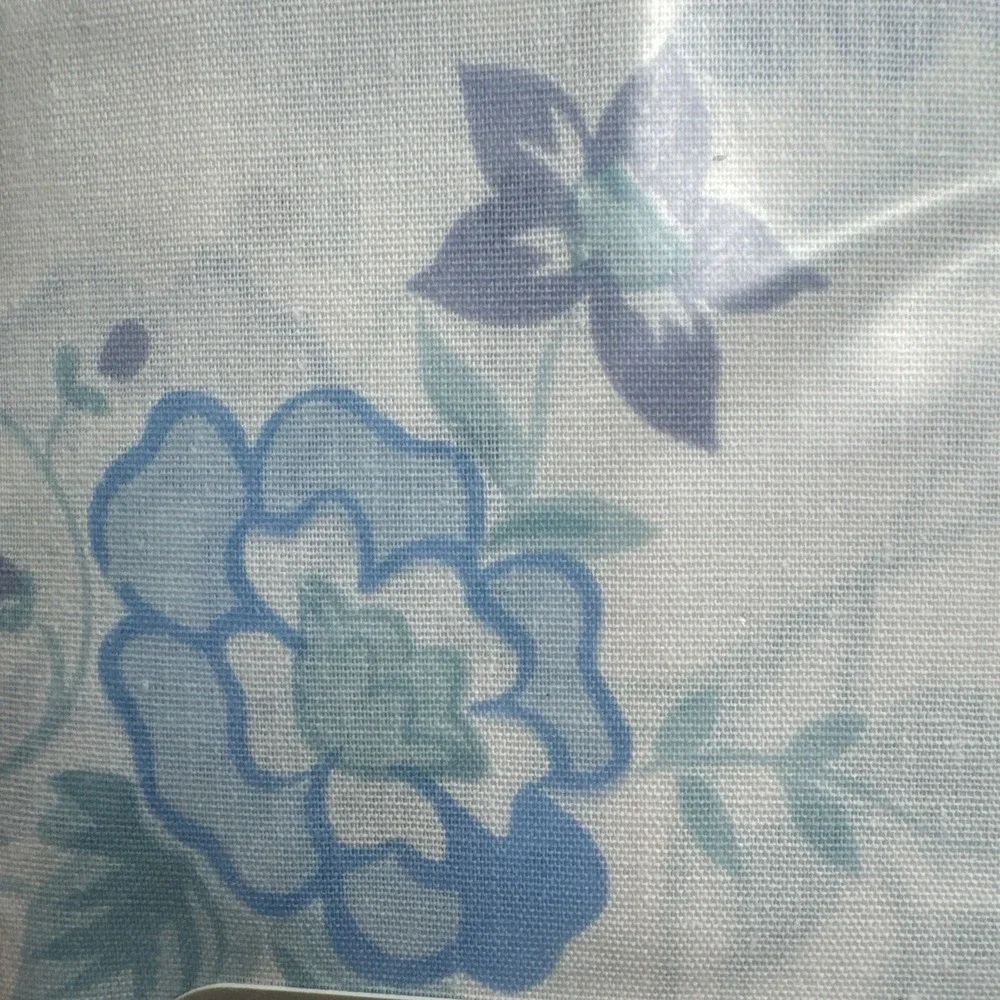 Vintage 70s Sears Twin Sheet Set New Sealed Blue Butterflies Flowers White NOS‎